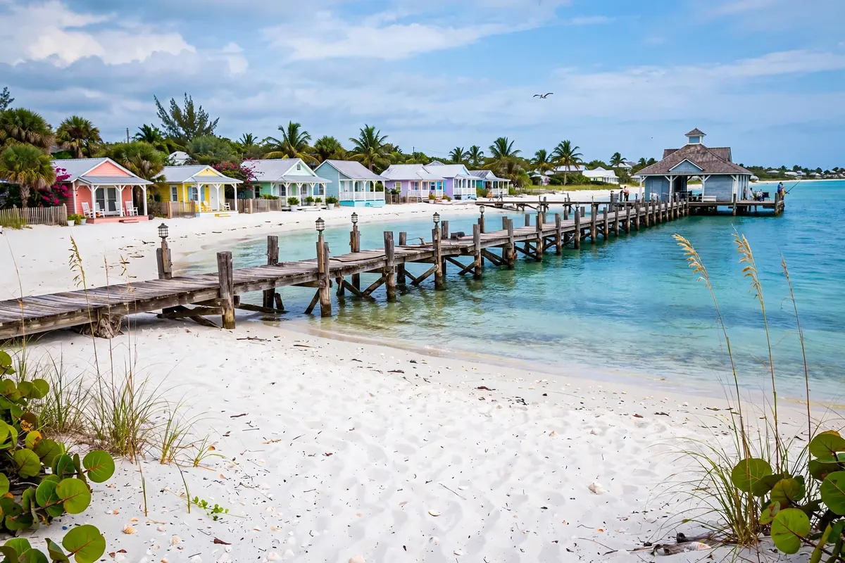 Anna Maria Island Florida beach cottages near the City Pier on a sunny day