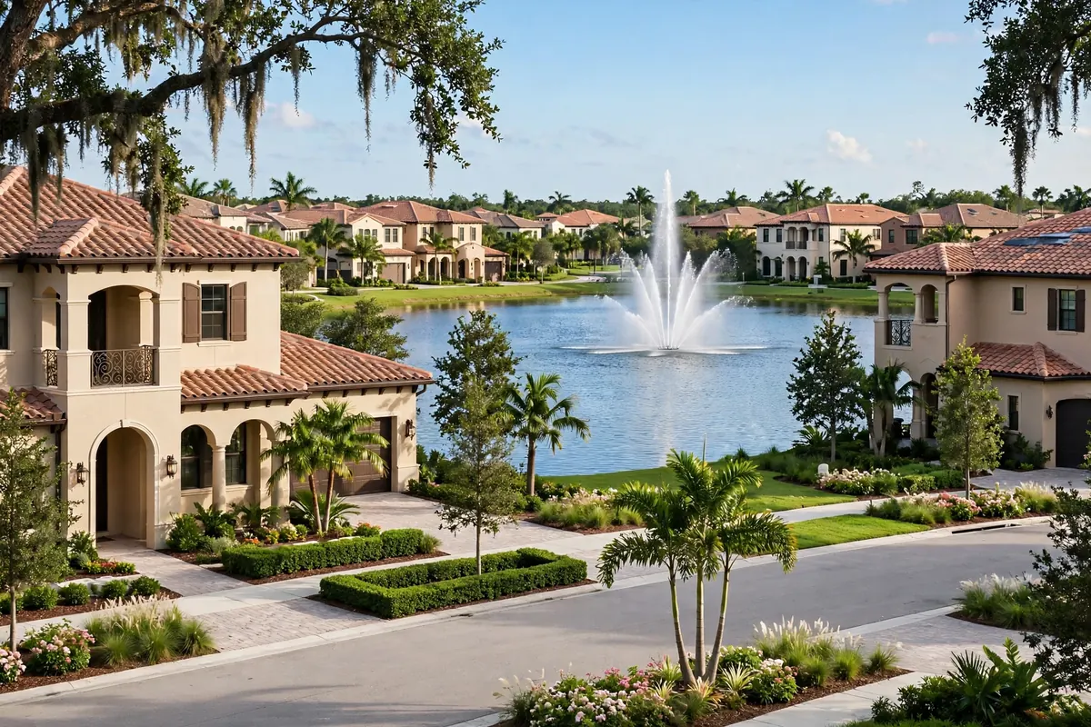 Lakewood Ranch Florida planned community with newer homes and landscaped streets